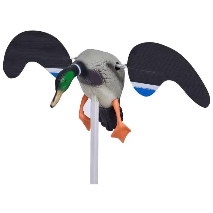 Leurre canard volant électrique télécommandé - Canard colvert avec pied support pour chasse précise