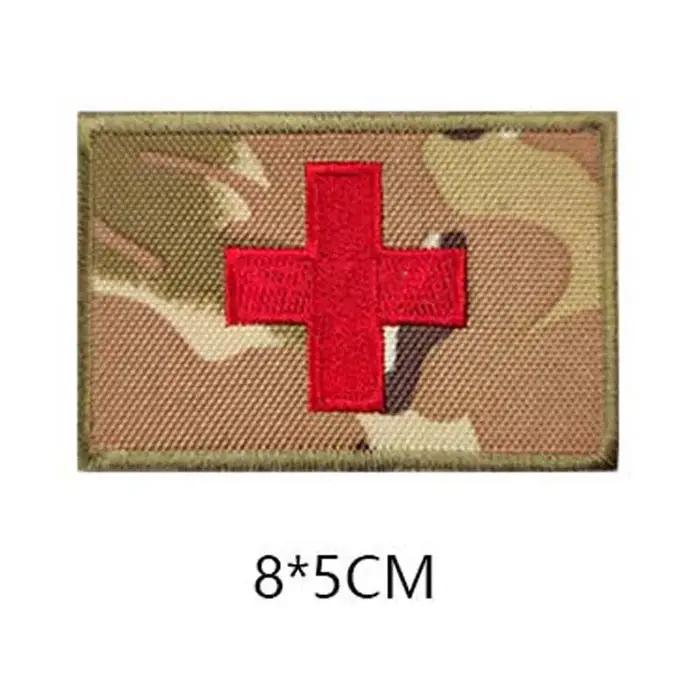 Badges brodés avec appliques de croix rouge, Patch tactique à crochet et boucle, première aide MED Medic Rescue militaire sur sac à dos, brassard