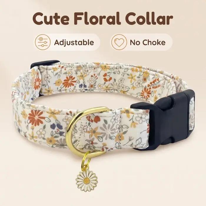 Collier en coton floral pour chien et chat confortable et élégant pour promenades et événements spéciaux