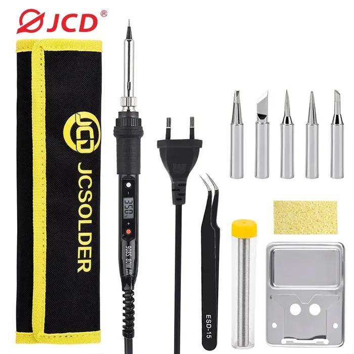 JCD – Kit de fer à souder électrique 80W, température réglable, affichage numérique LCD, 220V/110V,