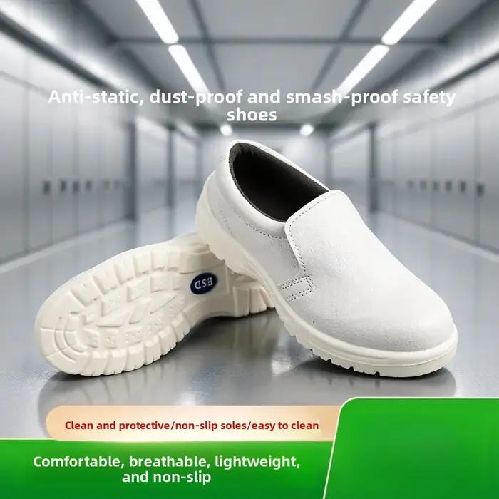 Chaussures de sécurité antistatiques blanches pour hommes embout en acier protection contre les chocs et la compression pour soudure et transformation alimentaire