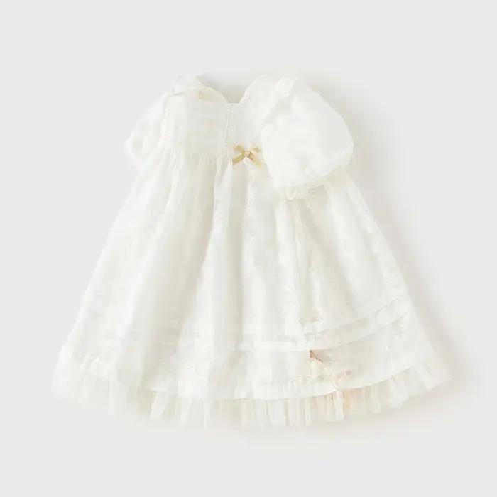 Dave Bella – robe de princesse pour filles, manches bouffantes, breloque en maille blanche, Noble, m