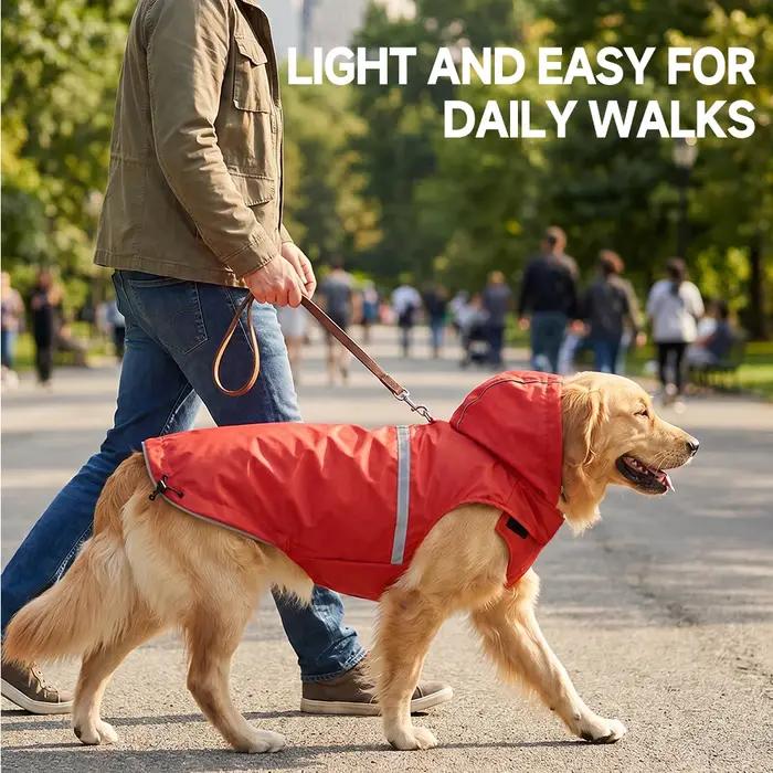Manteau de pluie pour chien, imperméable réfléchissant réglable avec capuche et trou pour laisse, doublure respirante double couche, adapté aux chiens