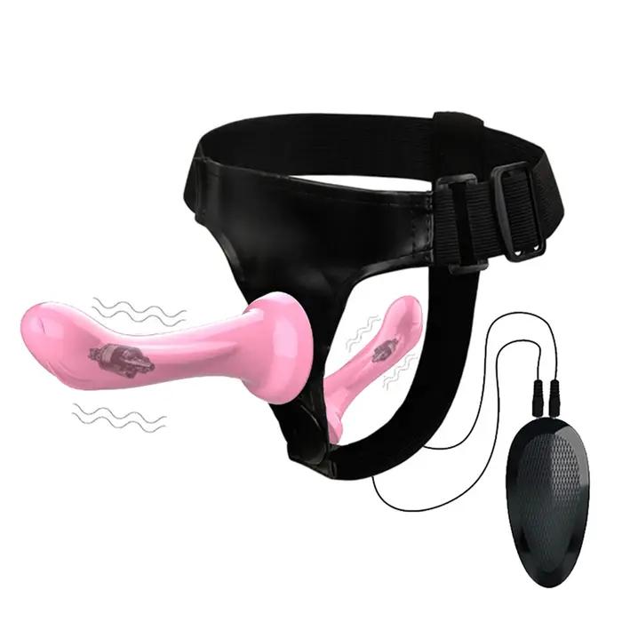 Vibrateurs à Double gode pour harnais de Bondage lesbien, jouets sexuels pour femmes, produits sexuels pour adultes lesbiens, magasins sexuels à Strapon