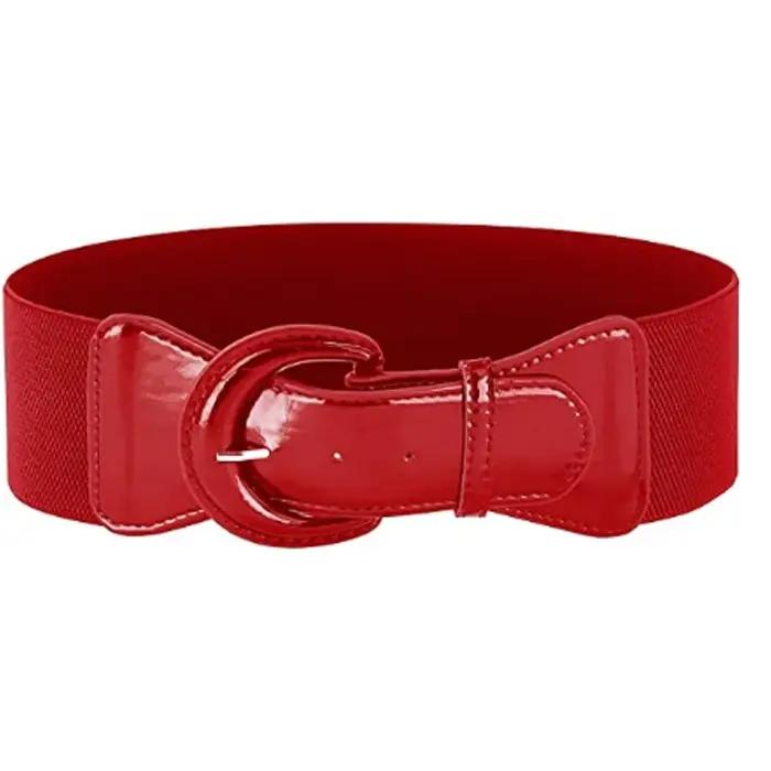 Couverture de taille de manteau en cuir pour femmes, document brillant, ceinture élastique rétro, ro