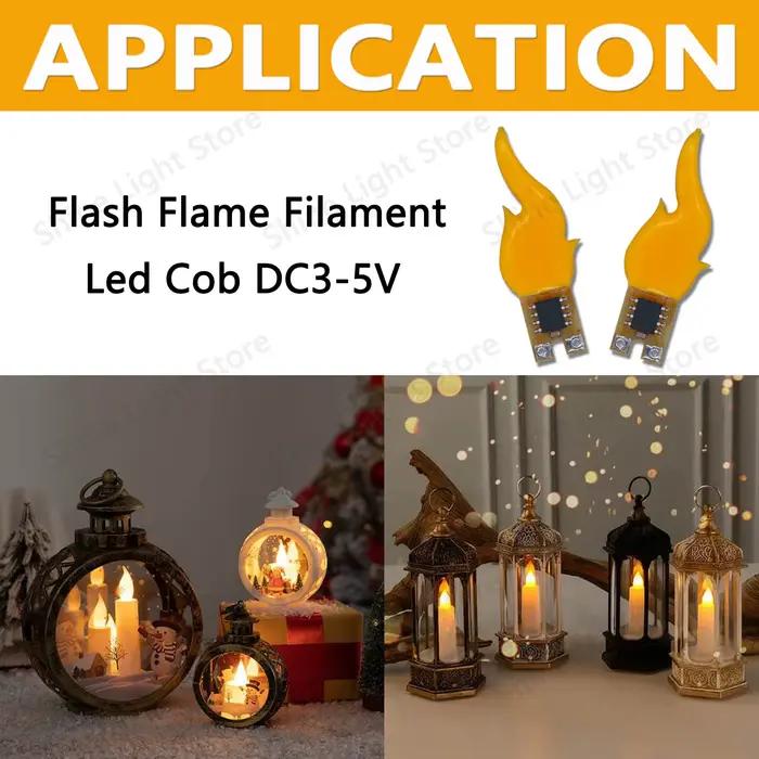 DC3-5V Led Cob Flash bougies Edison flamme LED Filament Diode fête d'anniversaire décoration ampoule