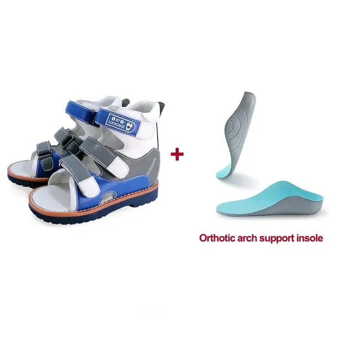 Chaussures orthopédiques ORTOLUCKLAND en cuir microfibre pour garçons 7-13 ans avec support de voûte plantaire et décoration en couleur mixte pour occasions estivales