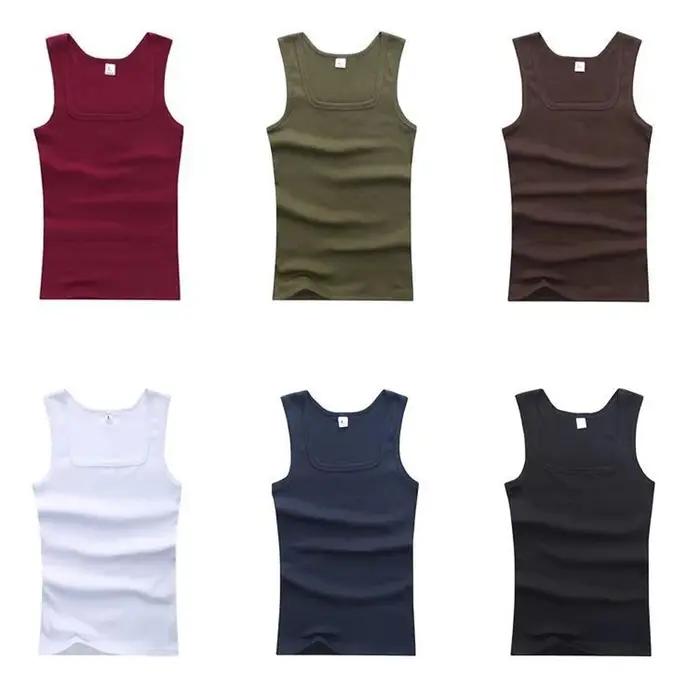 100% coton hommes T-shirt surdimensionné sans manches débardeur couleur unie Fitness hommes gilets m