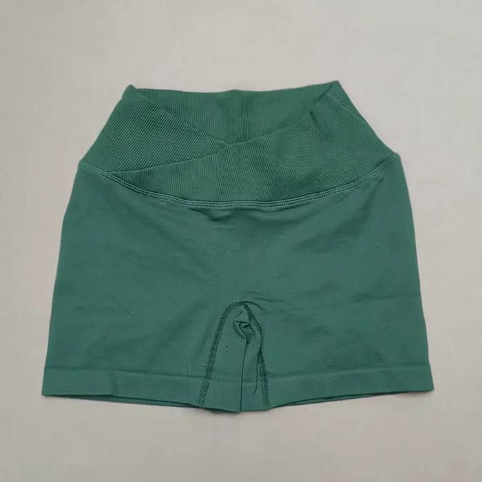 Short de Sport taille croisée pour femmes, short de Yoga, d'entraînement, de course, taille haute, P