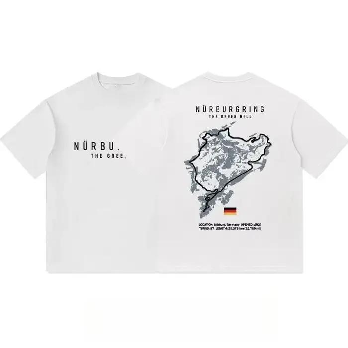 T-shirt à manches courtes en pur coton imprimé avec la carte du circuit North Loop pour hommes
