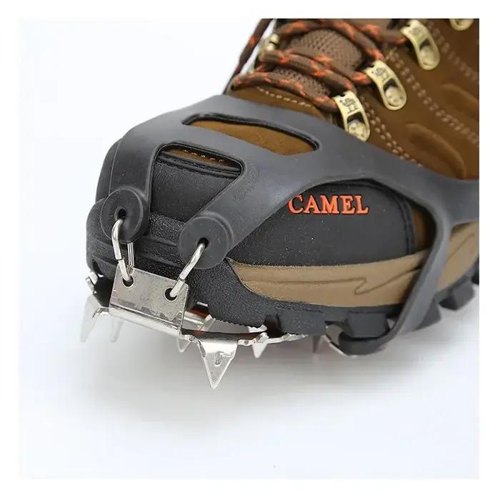 Crampons d'escalade professionnels, 18 goujons, coordonnants, glace, neige, chaussures de marche, poignée à pointe, équipement de plein air d'hiver, équipement de camping, 1 paire
