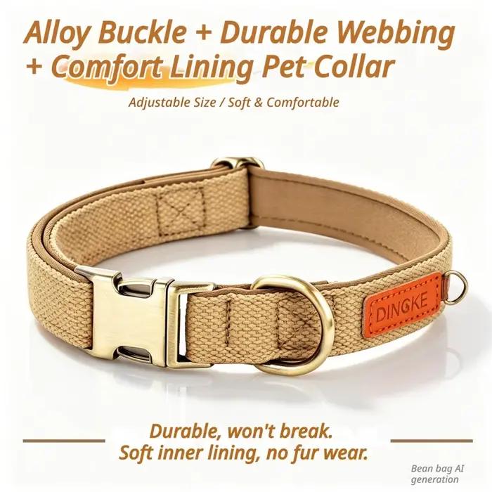 Collier pour animaux de compagnie avec boucle en alliage kaki