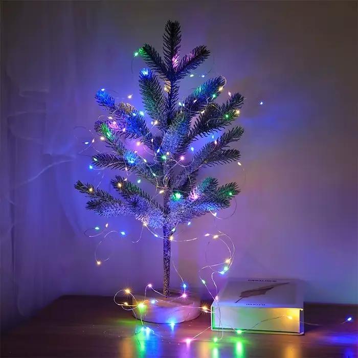 Guirlande lumineuse féerique LED multicolore à piles, guirlande lumineuse luciole pour anniversaire,
