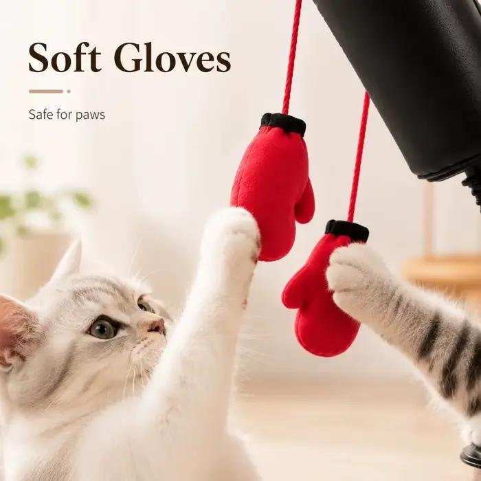 Jouet de boxe interactif pour chat avec gants