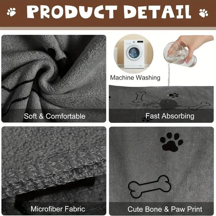 Serviette de bain absorbante en microfibre pour chien