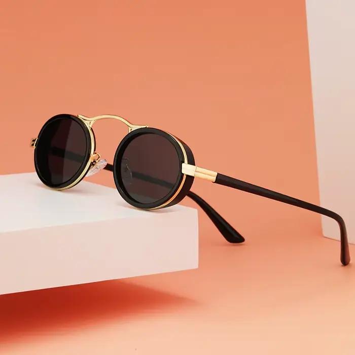 Lunettes de randonnée rétro ovales anti-lumière pour femmes - Monture métal fashion INS unisexe qualité