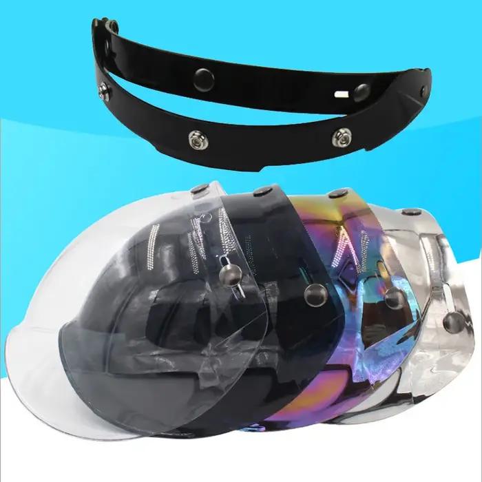 Visière à bulles pour casque de moto, visage ouvert de qualité supérieure, 12 couleurs disponibles,