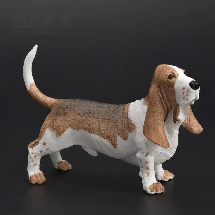Simulation de Bassett Hound artificielle pour décoration maison, modèle de chien de compagnie, ornement animal de compagnie PVC pour intérieur élégant