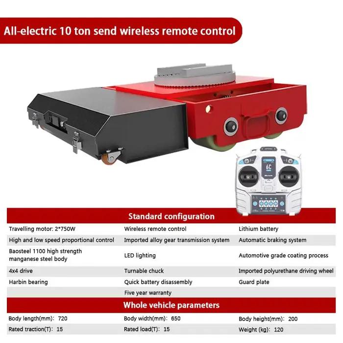 Chariot de transfert industriel électrique télécommandé robuste pour le déplacement d'équipements lourds 10 à 50 tonnes pour usines de construction et fabrication
