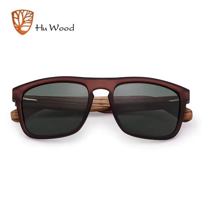 HU WOOD lunettes de soleil pour hommes bois de zèbre lunettes de soleil polarisées lentilles rectang