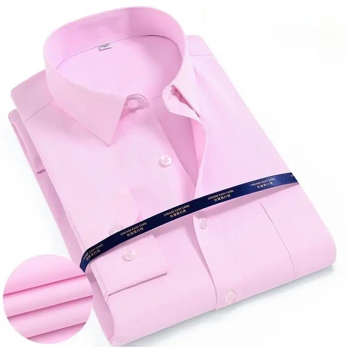 Chemise à manches longues pour hommes, couleur unie, basique, robe formelle, confortable, Business,