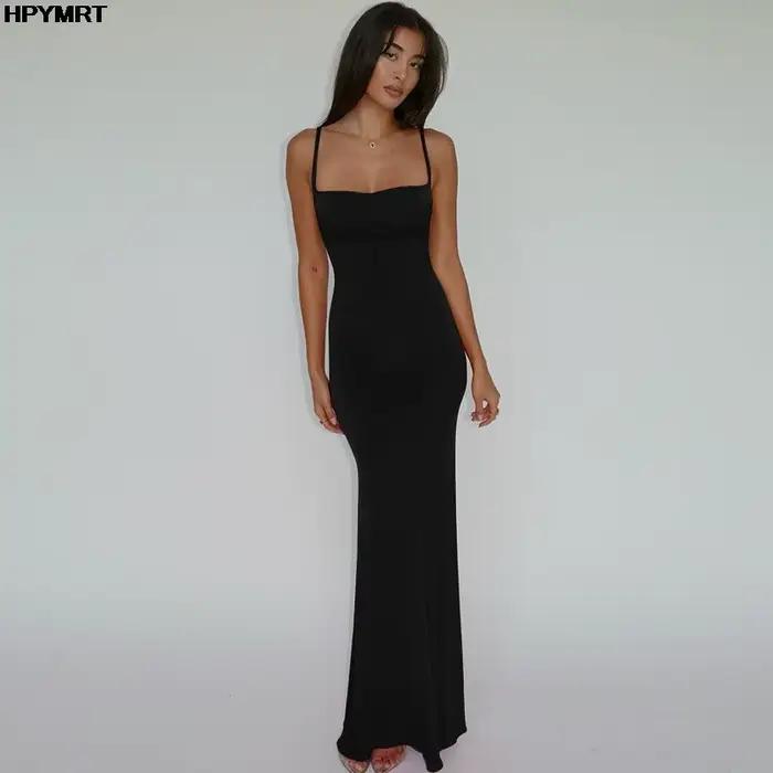2025 mode décontracté nouvel été Sexy fronde robe de soirée couleur unie longues dames robes robes d