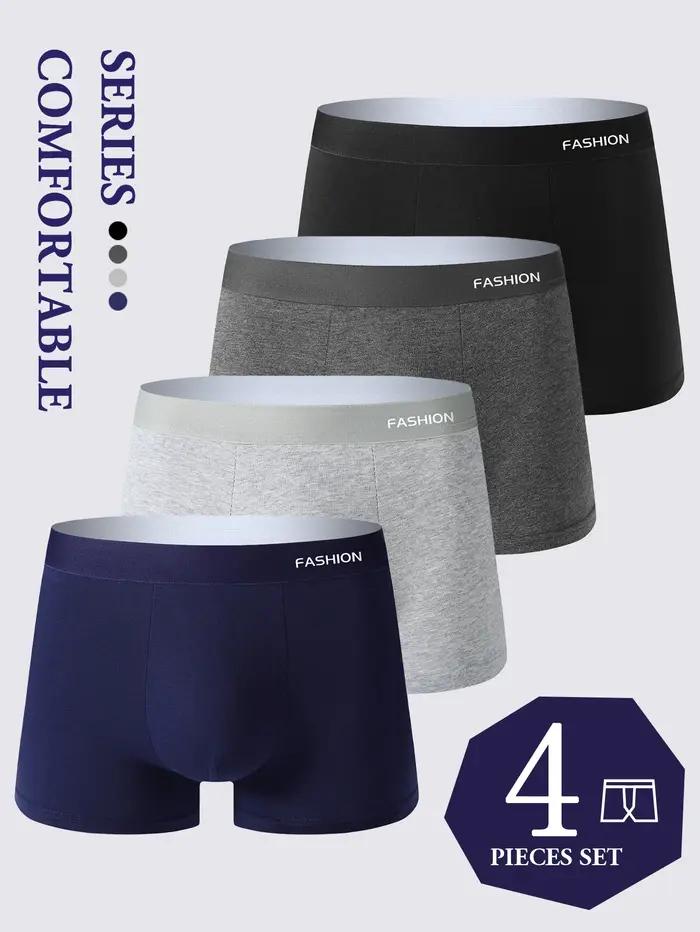 Lot de 4 boxers pour hommes, doux, respirants, confortables et amples, tendance, à la mode et hautement élastiques