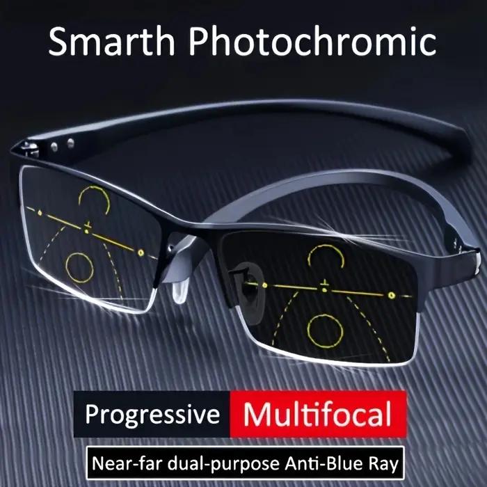 Lunettes de lecture photochromiques personnalisées en acétate pour homme et femme avec cadre noir et diverses prescriptions hybrides pour activités de plein air