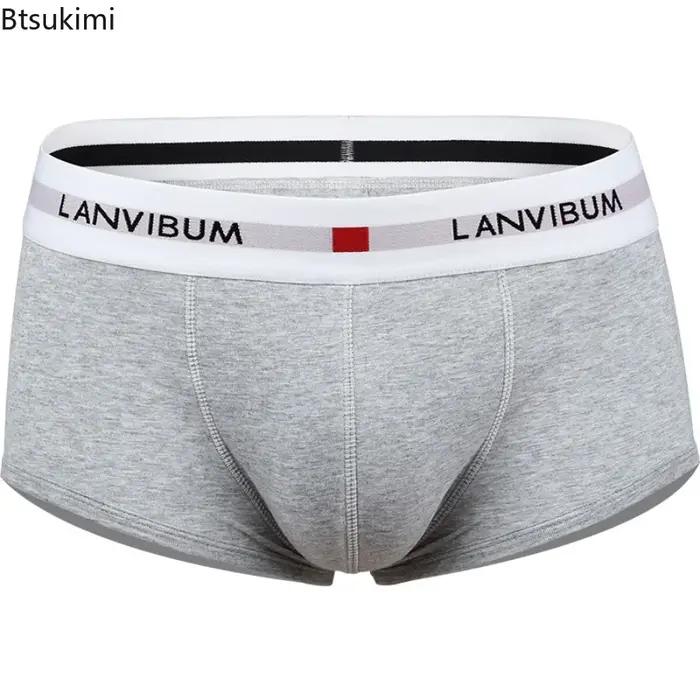 Nouveaux Boxers Homme 2026 – Sous-vêtements en Coton Respirant à Taille Basse avec Poche U Convexe, Couleur Unie