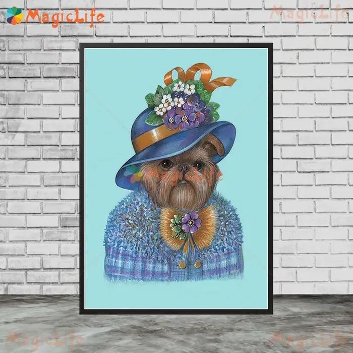 Affiches murales de dessin animé avec Portrait d'animaux de chien drôle