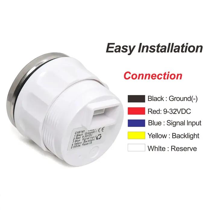 Jauge de pression d'huile HD 2 "52m 0-10Bar 0 ~ 150PSI avec rétro-éclairage LED 7 couleurs 1/8NPT ca