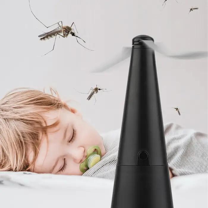 Ventilateur de table USB anti-mouches rotatif pour aliments et espaces extérieurs avec pales holographiques double face pour repousser les insectes