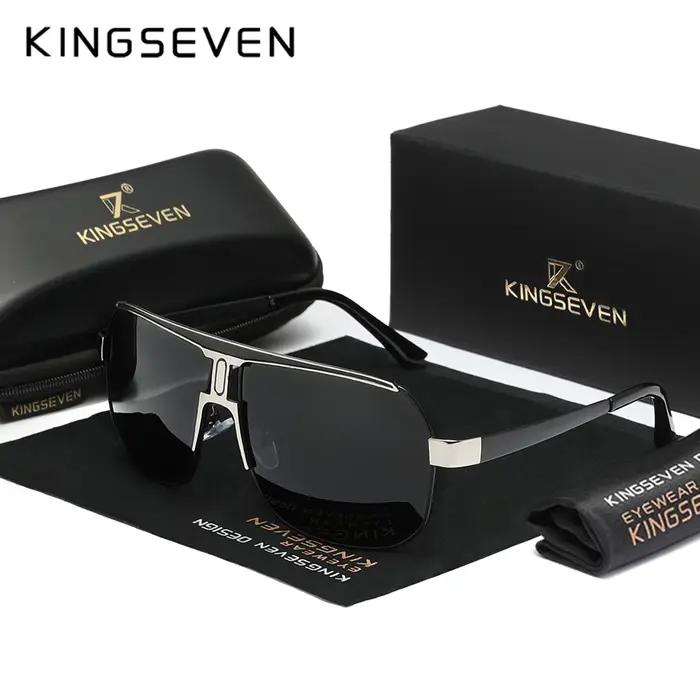 KINGSEVEN hommes femmes polarisées alliage carré surdimensionné cadre lunettes de soleil conduite