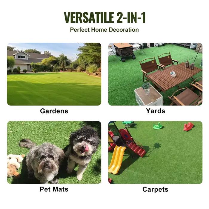 SucceBuy Tapis d'herbe artificielle Gazon vert 1.38/1.57" Faux tapis de porte Décoration extérieure