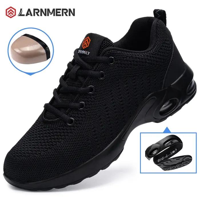 LARNMERM chaussures de sécurité pour femmes coussin d'air bottes de travail chaussure respirant léger bout en acier chaussures d'absorption des chocs
