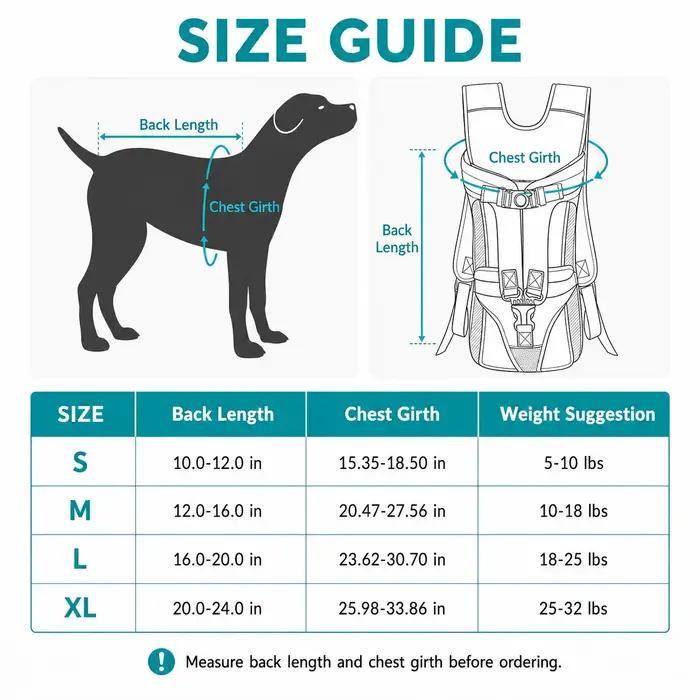 Sac à dos de transport pour chien, sac de poitrine rembourré respirant pour animaux de compagnie avec sangles réglables et trou pour la queue pour chiens de petite et moyenne taille