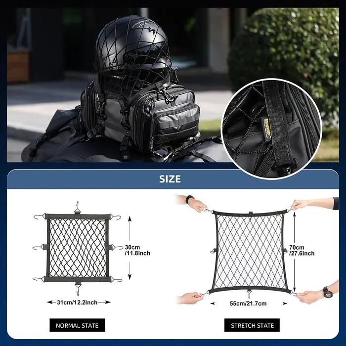 Rhinowalk – filet de support de casque de moto, 8 crochets en métal/plastique, support de filet de b