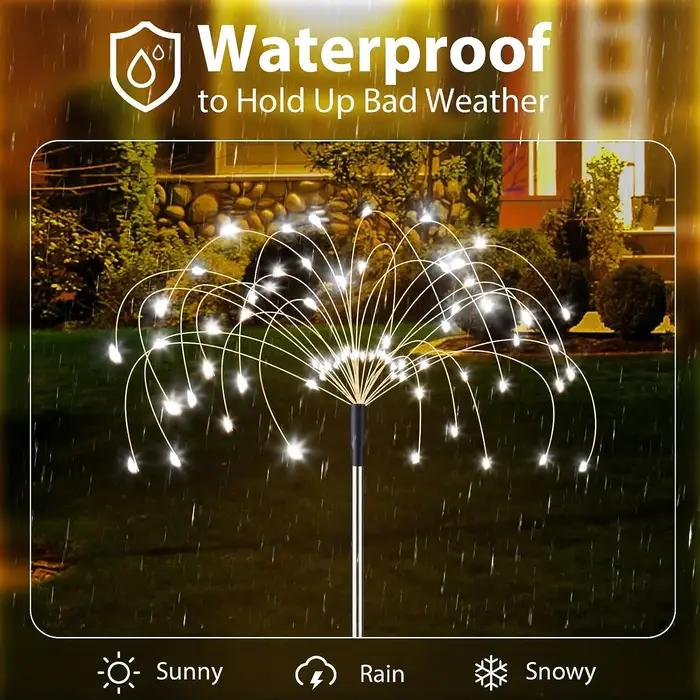 Feux d'artifice solaires étanches, 8 modes d'éclairage, forme de bricolage, extérieur, lumières de j