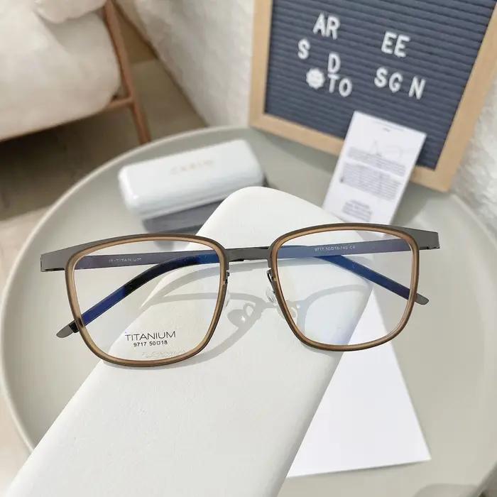 Danemark Designer Réplique Rétro Carré Pur Titane Cadres Acétate Anneau Lunettes Homme Femme Sans Vis