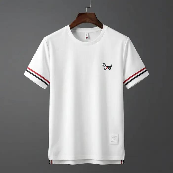 T-shirt d'été de luxe pour homme, col rond, broderie de marque, motif chien, manches courtes, hauts