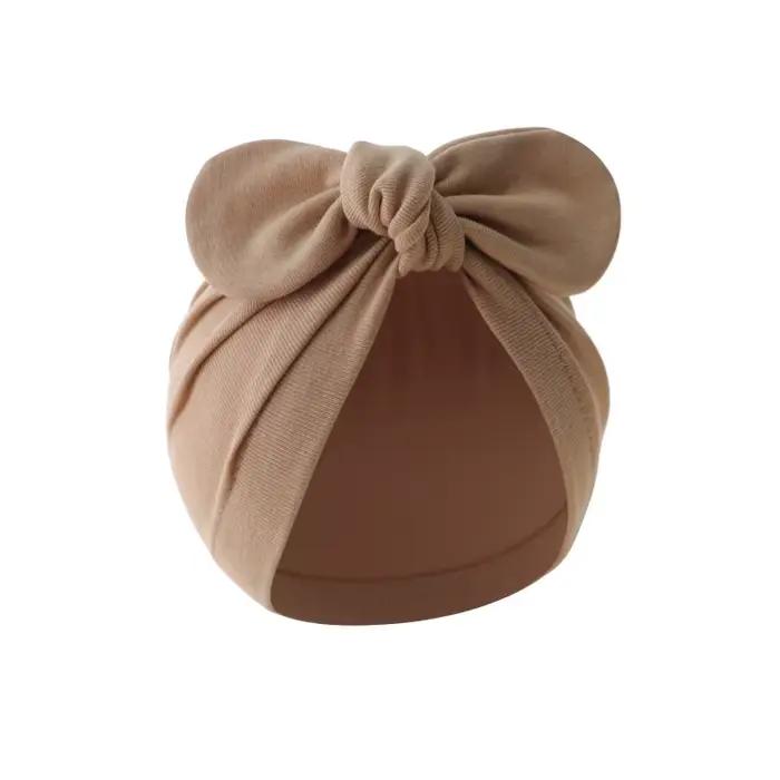 Chapeau Turban pour bébé, oreilles de lapin mignonnes, couleur unie, Bonnet pour nourrissons, filles