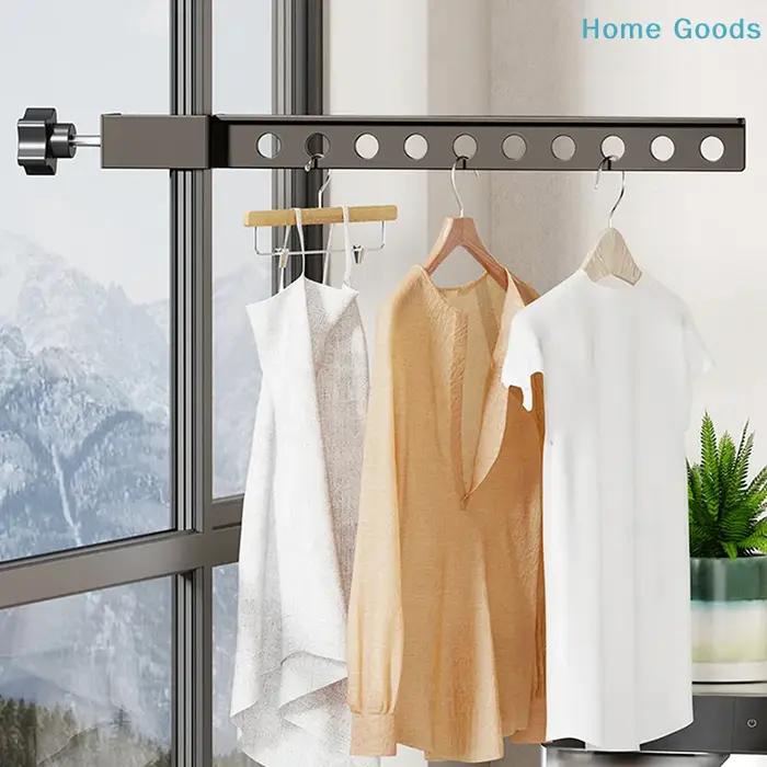 Porte-vêtements mural pliable et rotatif noir en aluminium