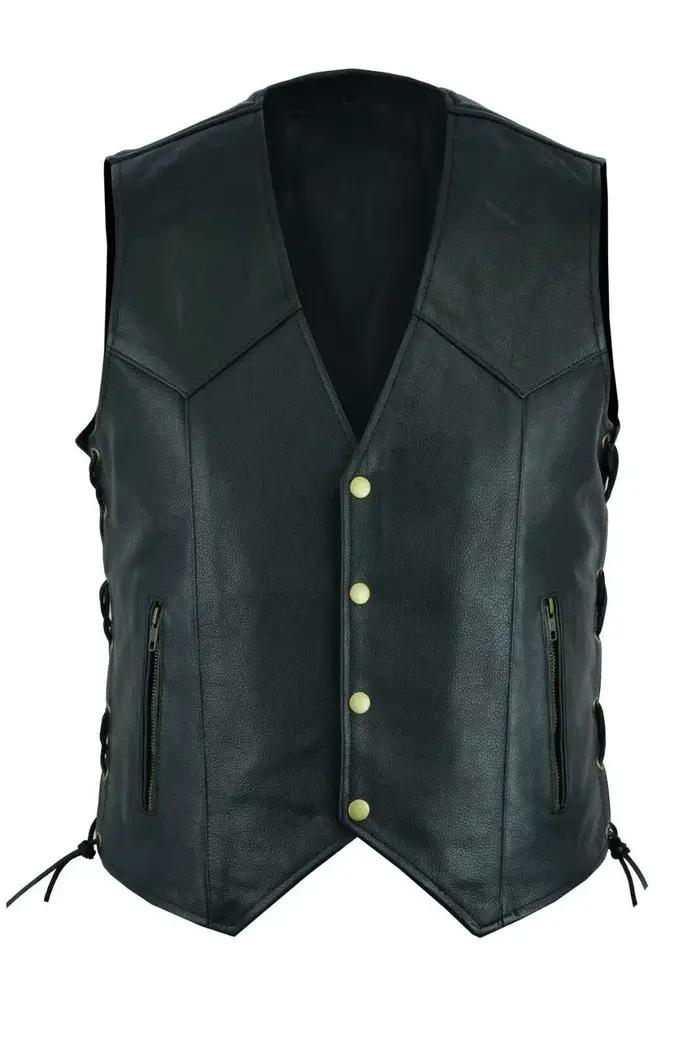 Gilet en cuir Punk mode manteau décontracté moto gilet hommes solide gilet flotte