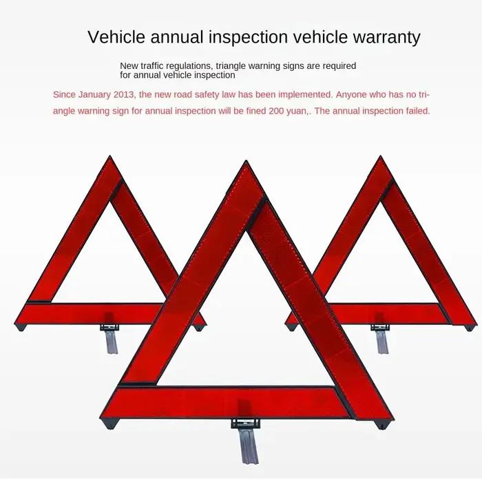 Triangles de signalisation pliables pratiques, accessoire de sécurité routière, panneau d'avertissement réfléchissant rouge en ABS, alerte de danger pour voitures et motos