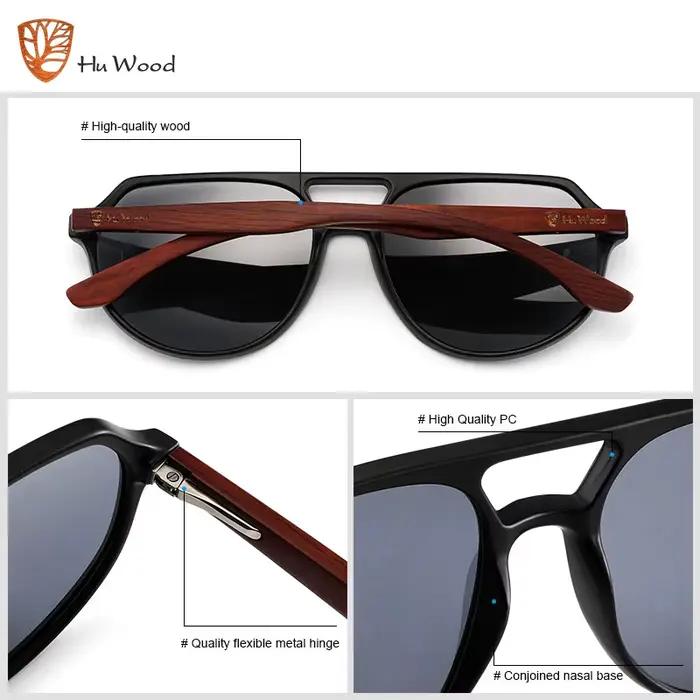 HU WOOD lunettes de soleil polorisées hommes marque de luxe lunettes Vintage nouveau Design bois pil