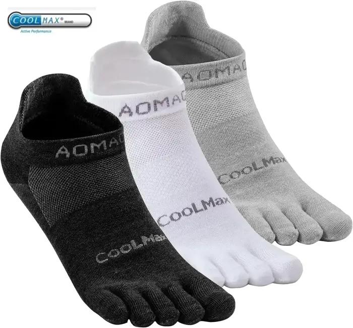 Chaussettes cinq doigts homme femme sport Coolmax respirantes séchage rapide course 3 paires