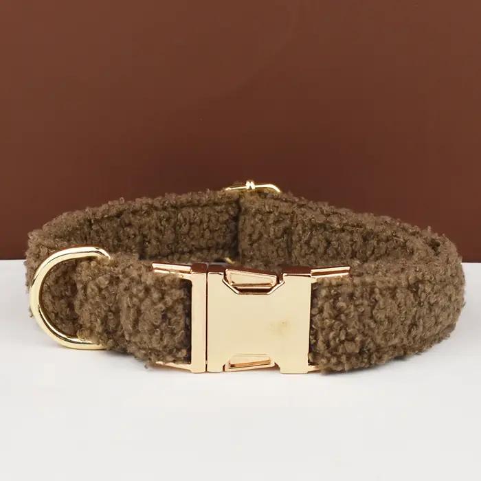Ensemble collier et laisse pour chien en velours Teddy, pour chiens de petite, moyenne et grande tai