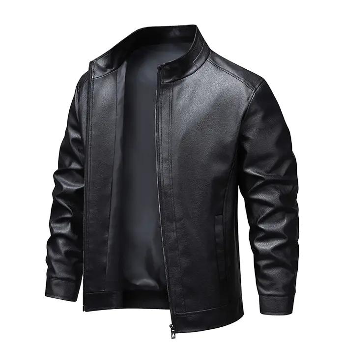 Transfrontalier 2025 nouvelle veste en cuir hommes manteau automne nouveau col montant veste hommes