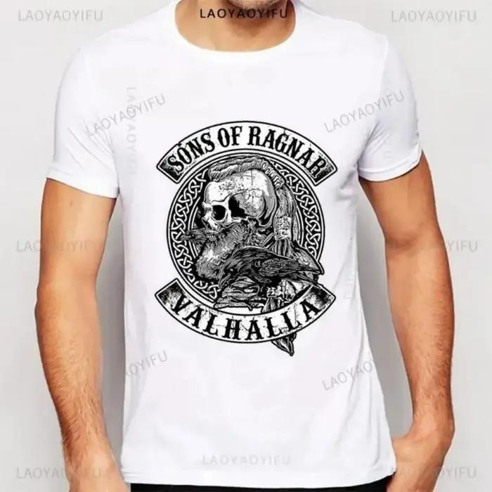 T-shirt col rond homme motif crâne américain décontracté pour plein air et voyages été