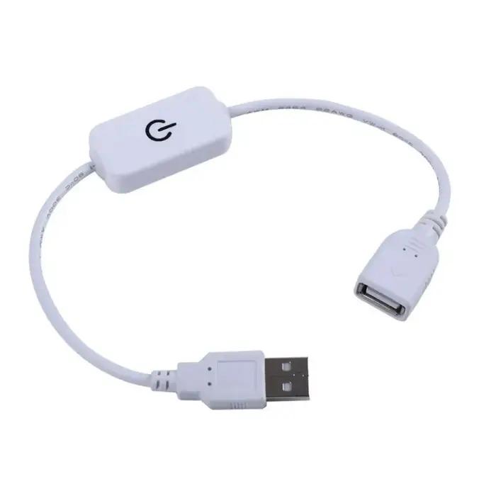 Joli variateur à bouton tactile LED DC 5V USB femelle à mâle, câble d'extension, contrôleur ON OFF,